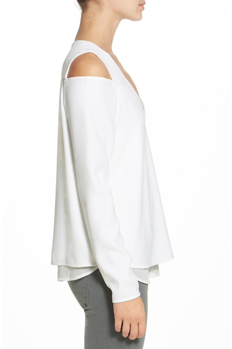 'Kayla' Cold Shoulder Blouse, Alternate, color, WHITE