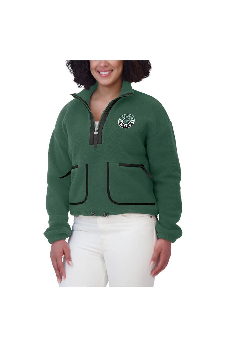 WEAR by Erin Andrews Women's WEAR by Erin Andrews Green Minnesota Wild Polar Fleece Half-Zip Jacket, Alternate, color, Green