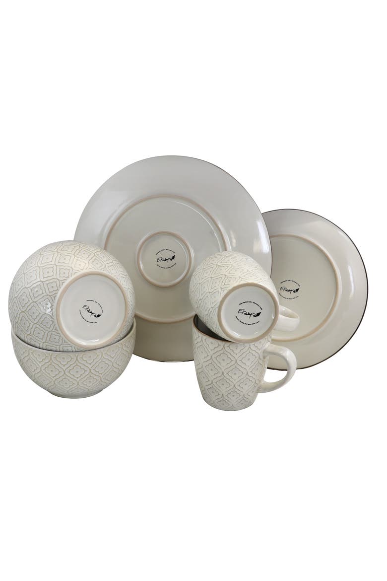 White Lily 16 Piece Stoneware Dinnerware, Alternate, color, Off-White