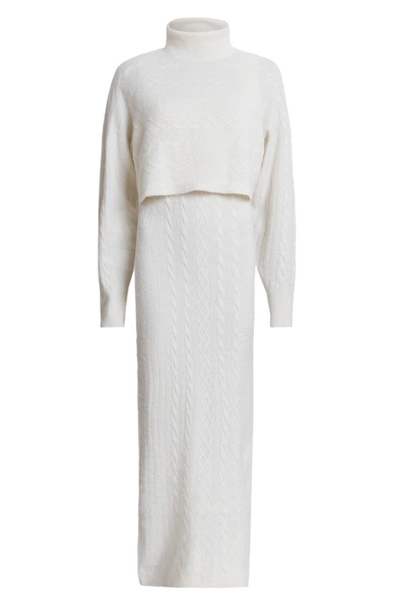 AllSaints Muriel Cotton & Wool Blend Turtleneck Sweater & Dress Set, Alternate, color, Cloud White