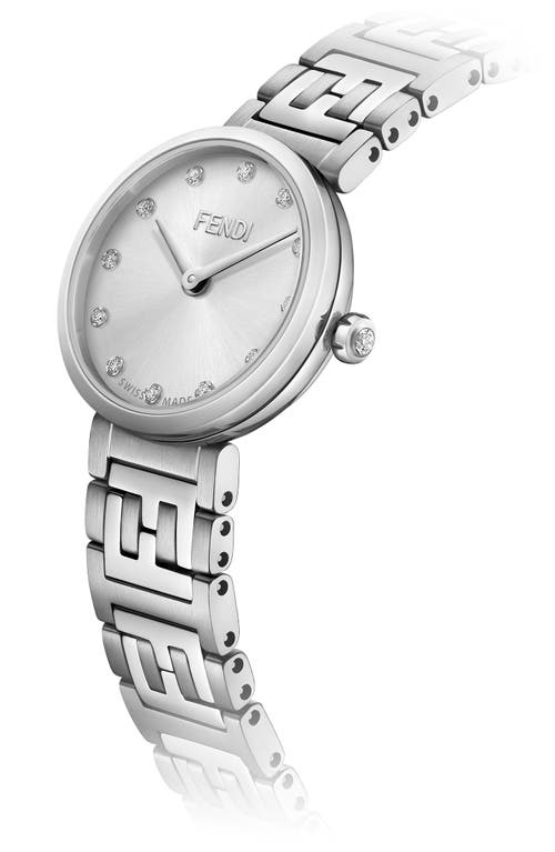 Fendi Forever  Diamond Swiss Quartz Bracelet Watch, 19mm In Silver