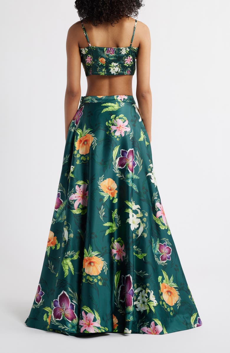 Sani Cai Floral Embroidered Lehenga with Bead Detail Dupatta, Alternate, color, Emerald Garden