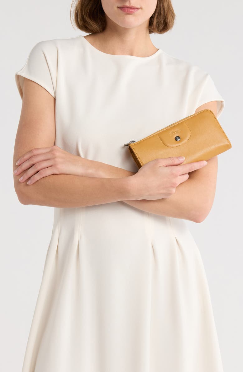 Longchamp Le Pilage Cuir Zip Wallet, Alternate, color, Honey