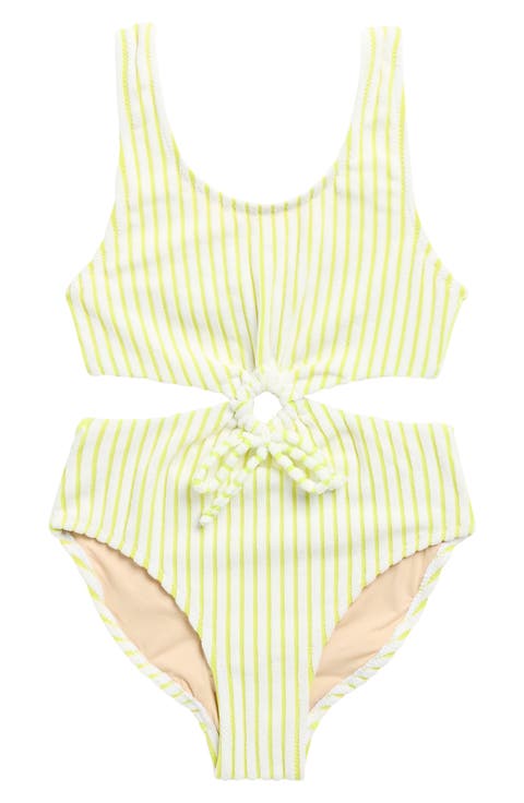 Kids' Lemon Stripe Cutout One-Piece Swimsuit (Big Kid)