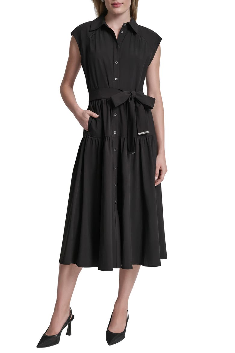 Drop Waist Shirtdress, Main, color, BLACK