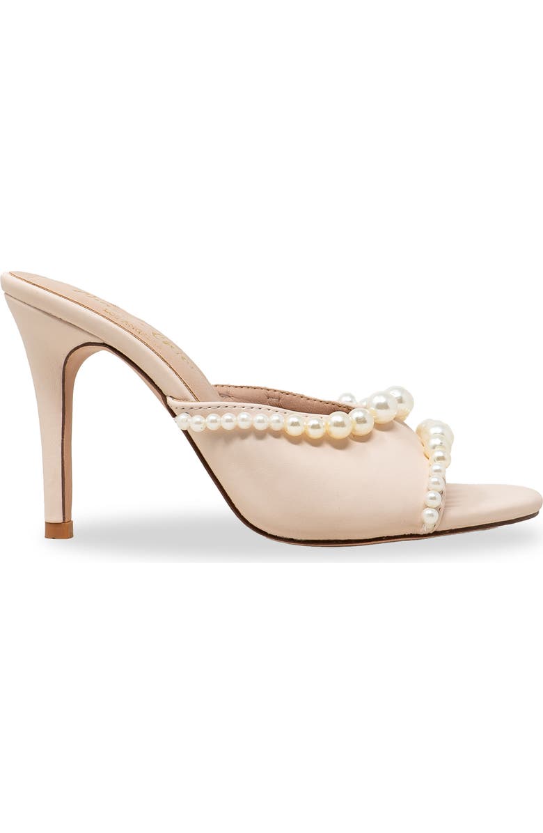 CHASE AND CHLOE Faux Pearl Embellished Sandal, Alternate, color, Beige
