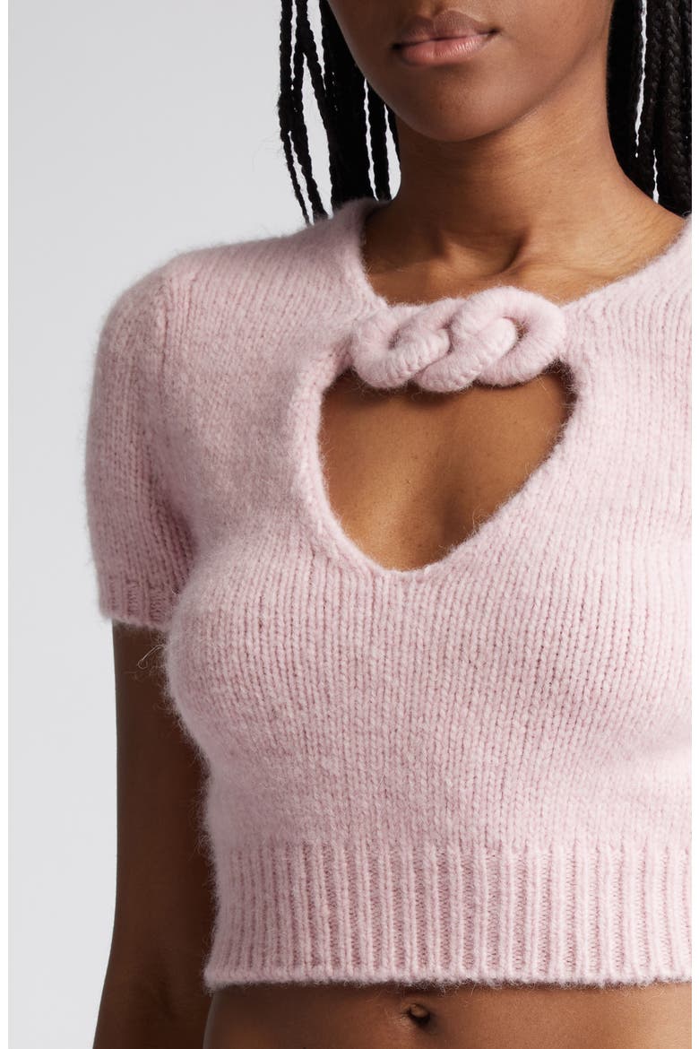Chain Link Detail Alpaca Blend Crop Sweater, Alternate, color, CRADLE PINK
