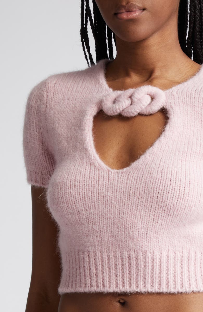 Alexander Wang Chain Link Detail Alpaca Blend Crop Sweater, Alternate, color,