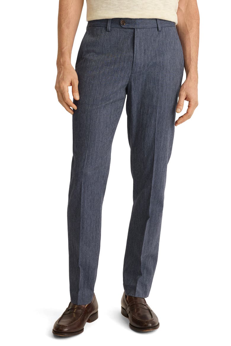 Primo Cotton & Linen Blend Chinos, Main, color, NAVY BLUE HERRINGBONE