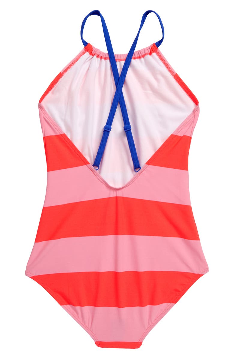 Mini Boden Stripe One-Piece Bathing Suit, Alternate, color, 