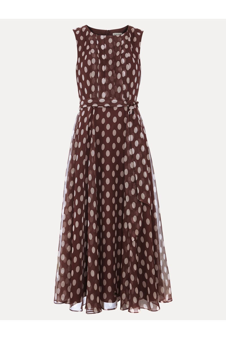 Lucinda Midi Spot Dress, Alternate, color, Latte