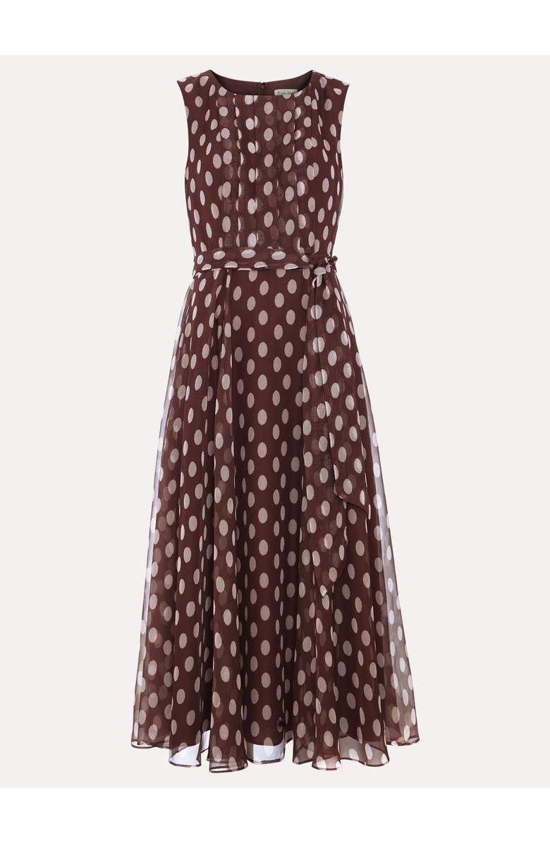 Phase Eight Lucinda Midi Spot Dress, Alternate, color, Latte