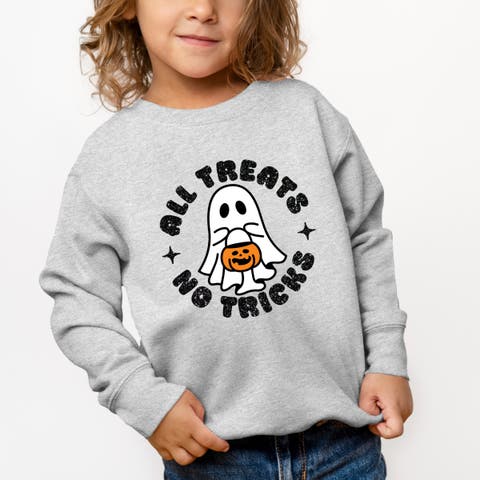 All Treats No Tricks Ghost Glitter Toddler Graphic Sweatshirt