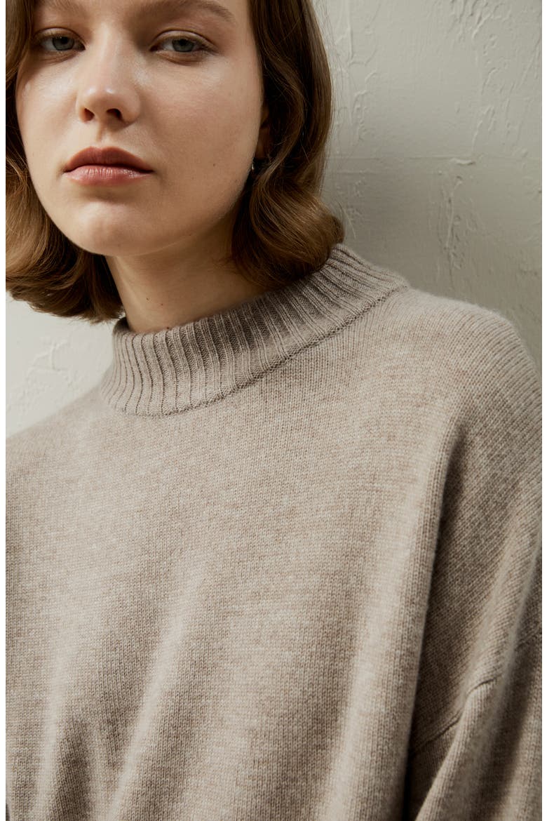 Drop shoulder Wool Sweater, Alternate, color, Beige/Khaki