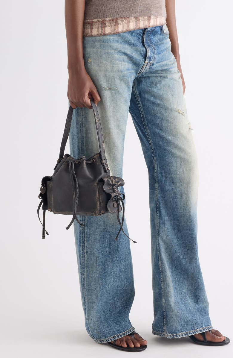 Acne Studios Mini Multipocket Vintaged Leather Bucket Bag, Alternate, color,