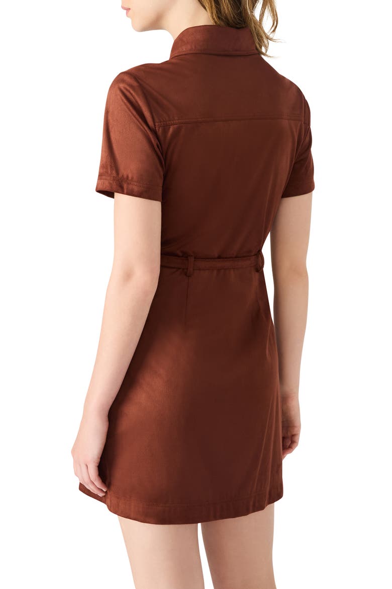 Joliana Faux Suede Mini Shirtdress, Alternate, color, DARK FIG