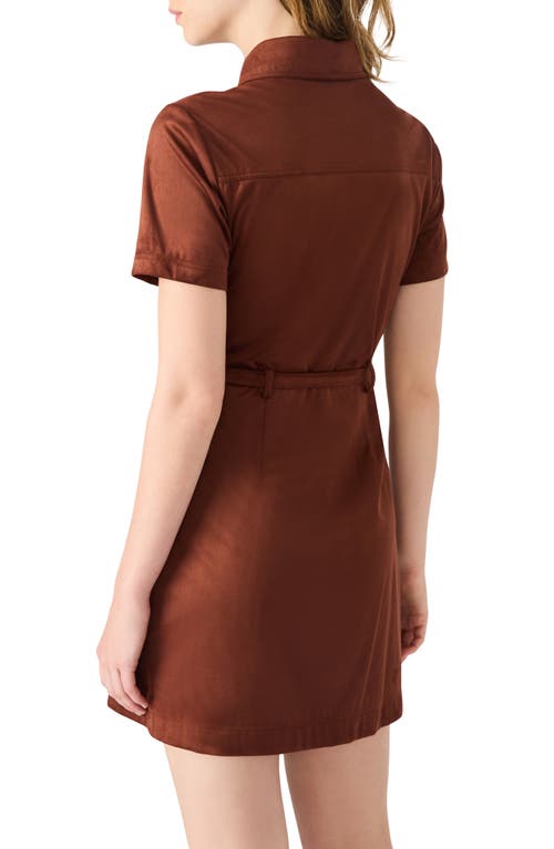 Steve Madden Joliana Faux Suede Mini Shirtdress In Animal Print
