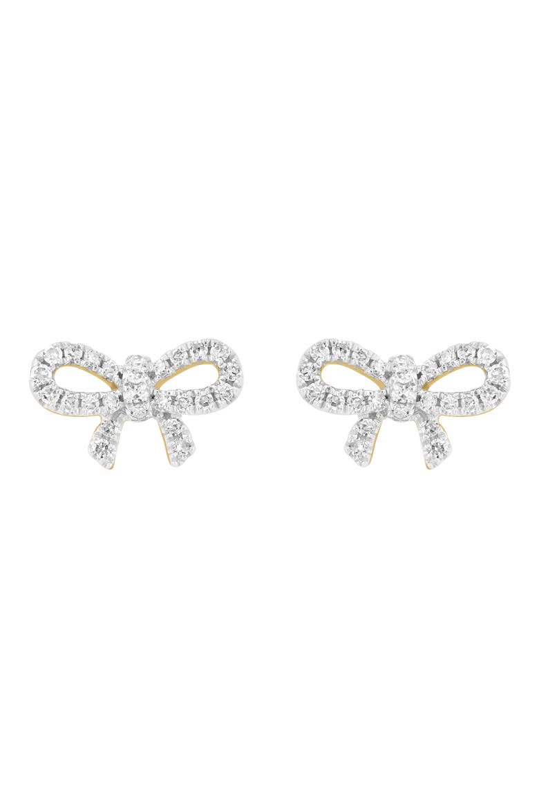 Diamond Bow Stud Earrings, Main, color, GOLD