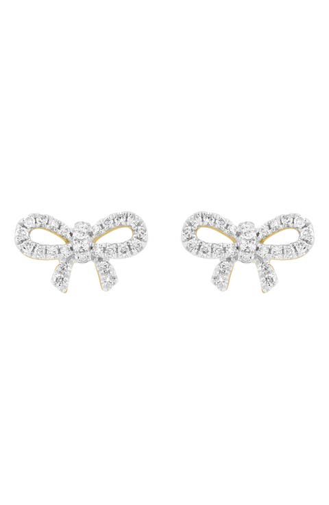 Diamond Bow Stud Earrings
