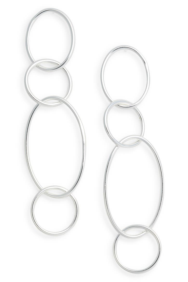 Argento Vivo Drop Link Earrings, Main, color, SILVER