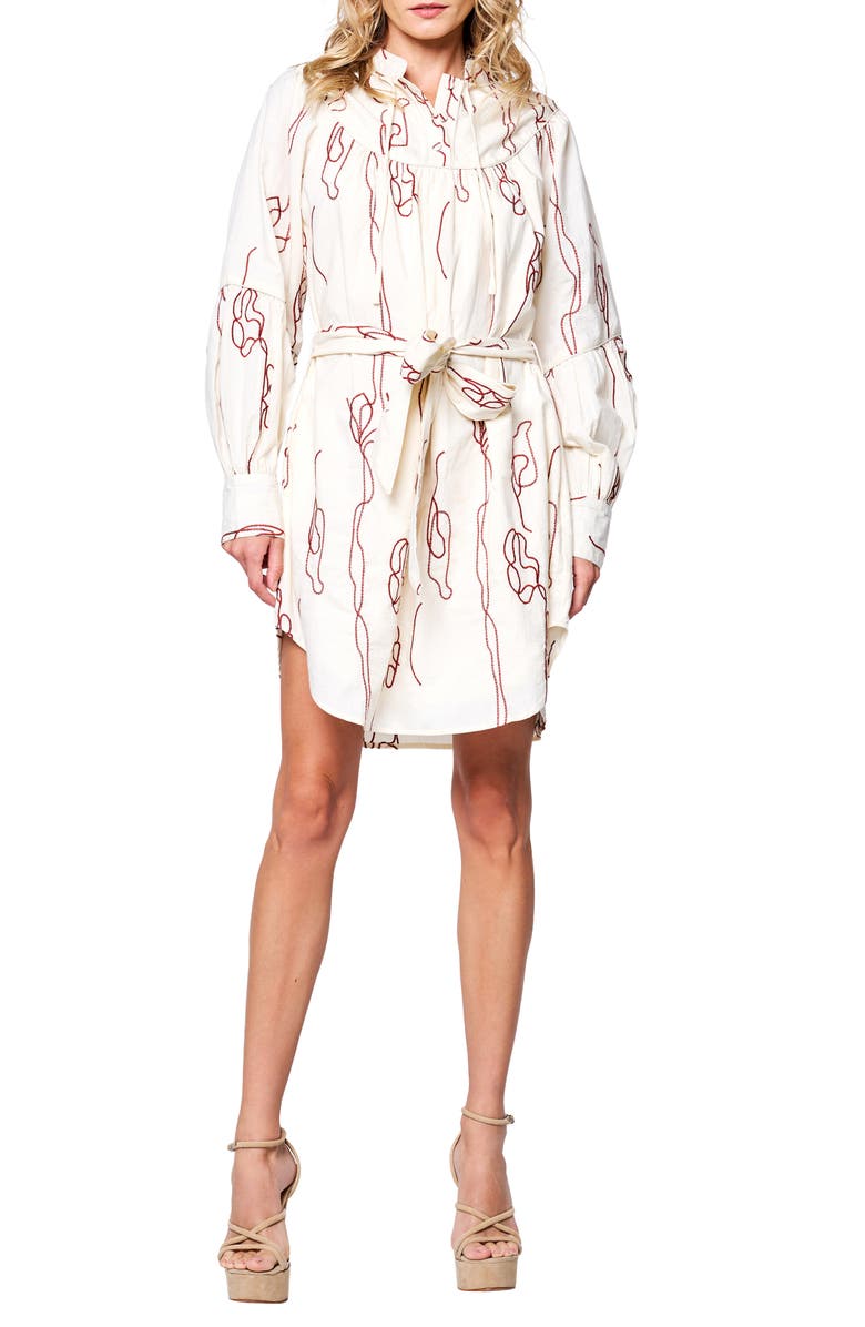 CIEBON Amelie Embroidered Long Sleeve Shirtdress, Main, color, 