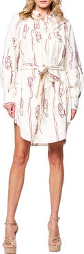 CIEBON Amelie Embroidered Long Sleeve Shirtdress