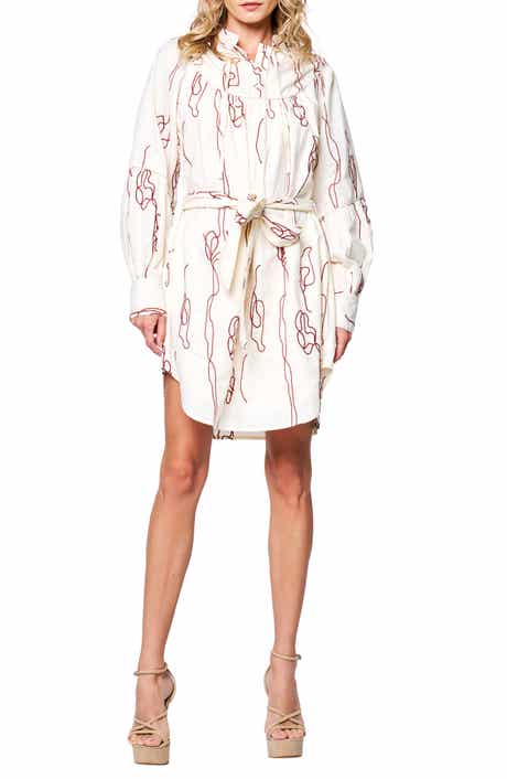CIEBON Amelie Embroidered Long Sleeve Shirtdress