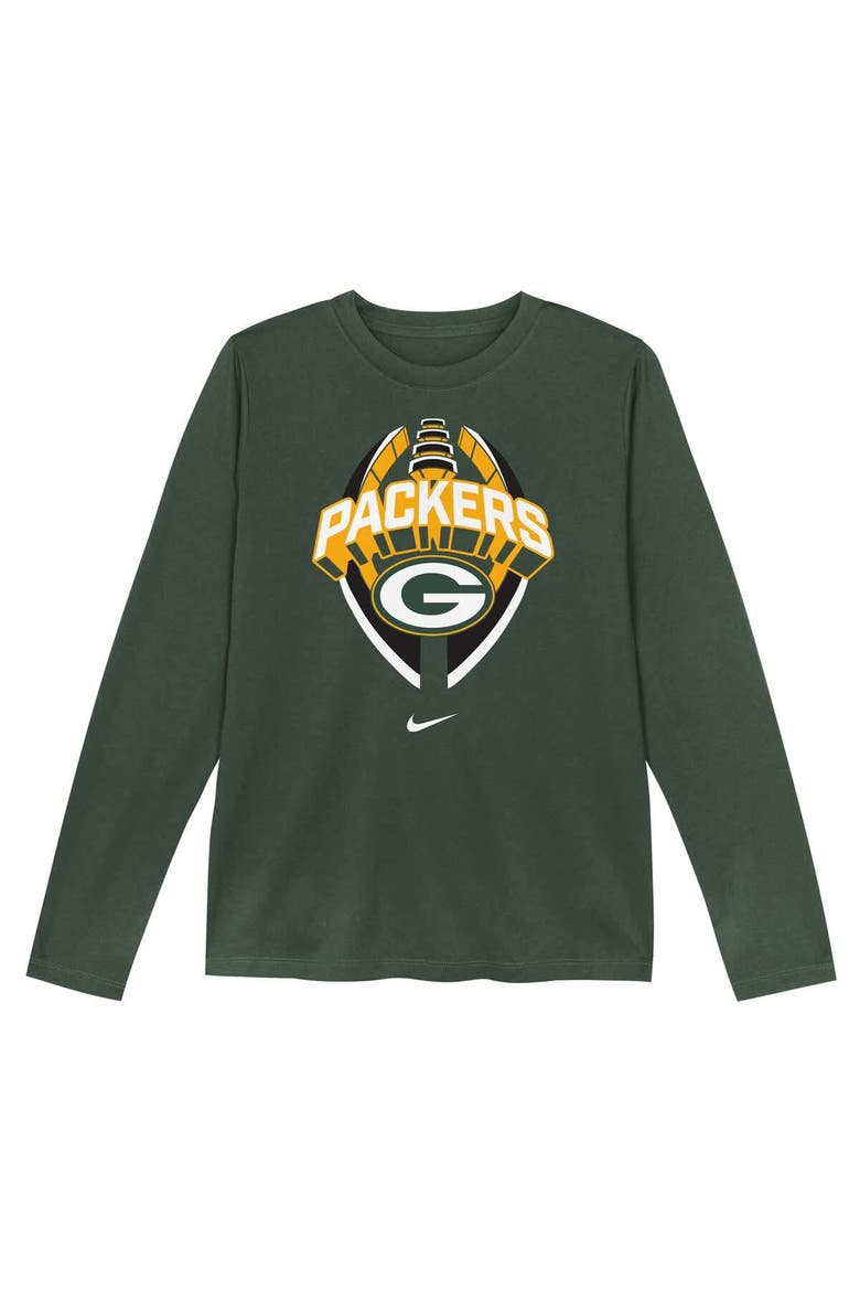 Toddler Nike   Green Green Bay Packers Primetime Legend Icon Long Sleeve Performance T-Shirt, Alternate, color, Green