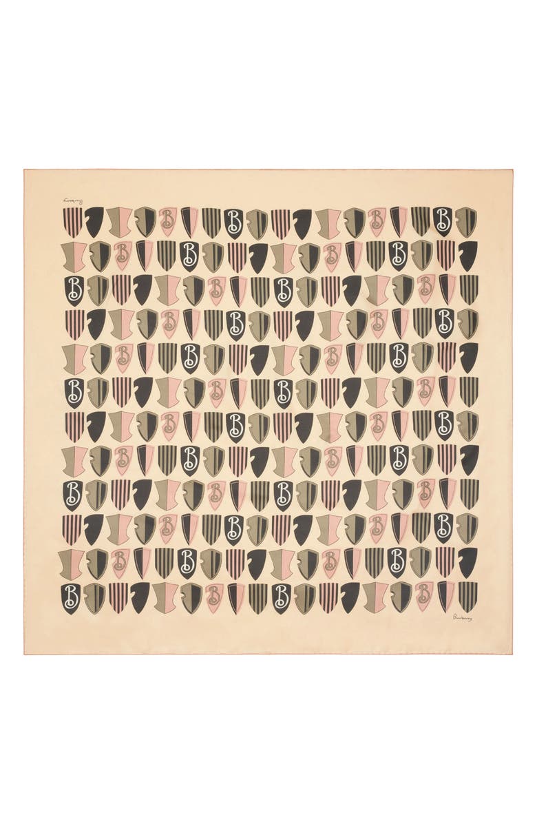 Burberry Shield Repeat Silk Square Scarf, Main, color, Hazelwood