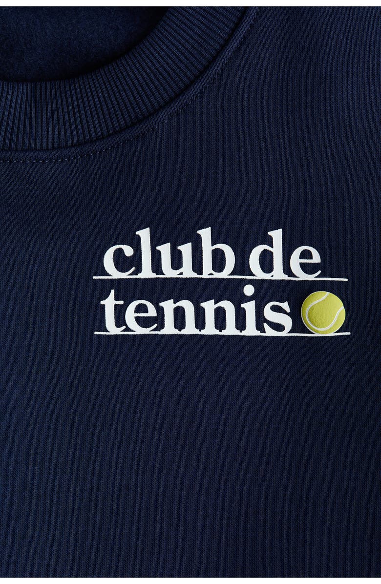 H&M Printed Sweatshirt, Alternate, color, Navy Blue/Club De Tennis