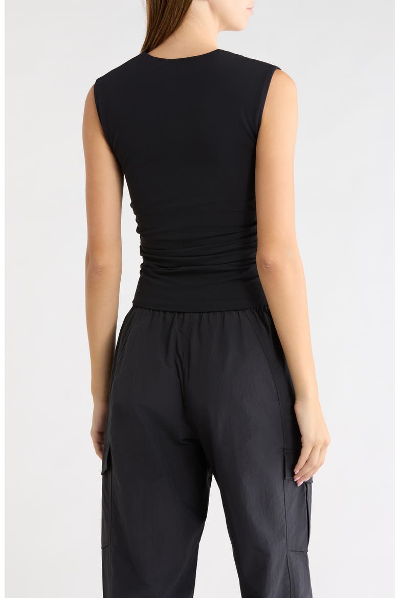 Cloud Square Neck Ruched Performance Tank, Alternate, color, BLACK