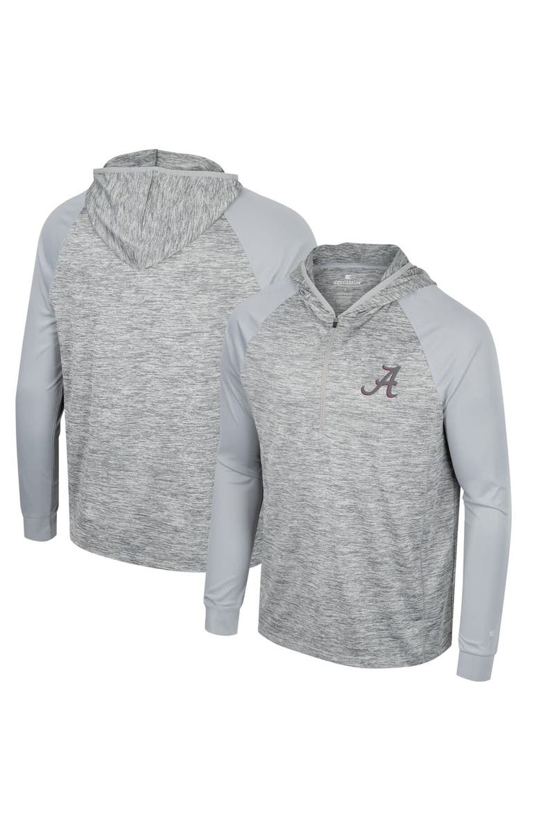 COLOSSEUM Men's Colosseum Gray Alabama Crimson Tide Cybernetic Raglan Quarter-Zip Hooded Top, Main, color, Gray