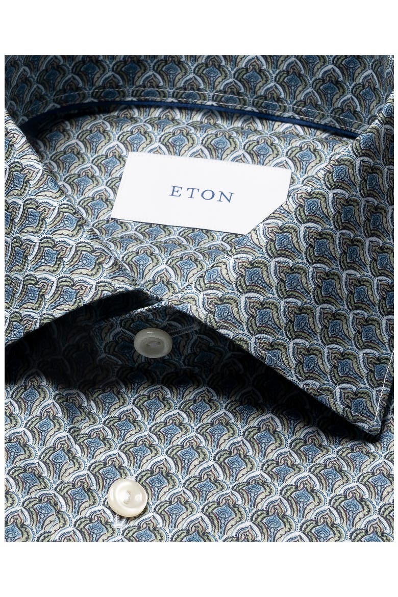 Slim Fit Geometric Twill Shirt, Alternate, color, MEDIUM GREEN