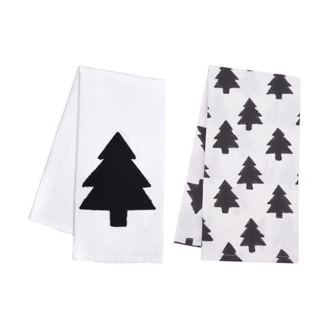 Black and White Forest Towel Set of 2