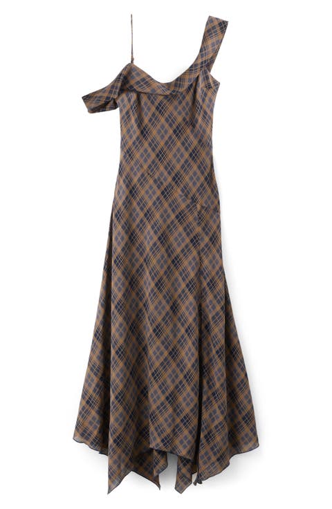 Plaid Asymmetric Sleeveless Dress