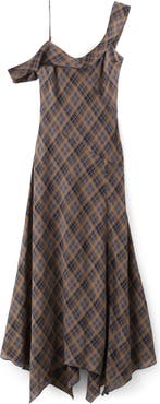 MANGO Plaid Asymmetric Sleeveless Dress
