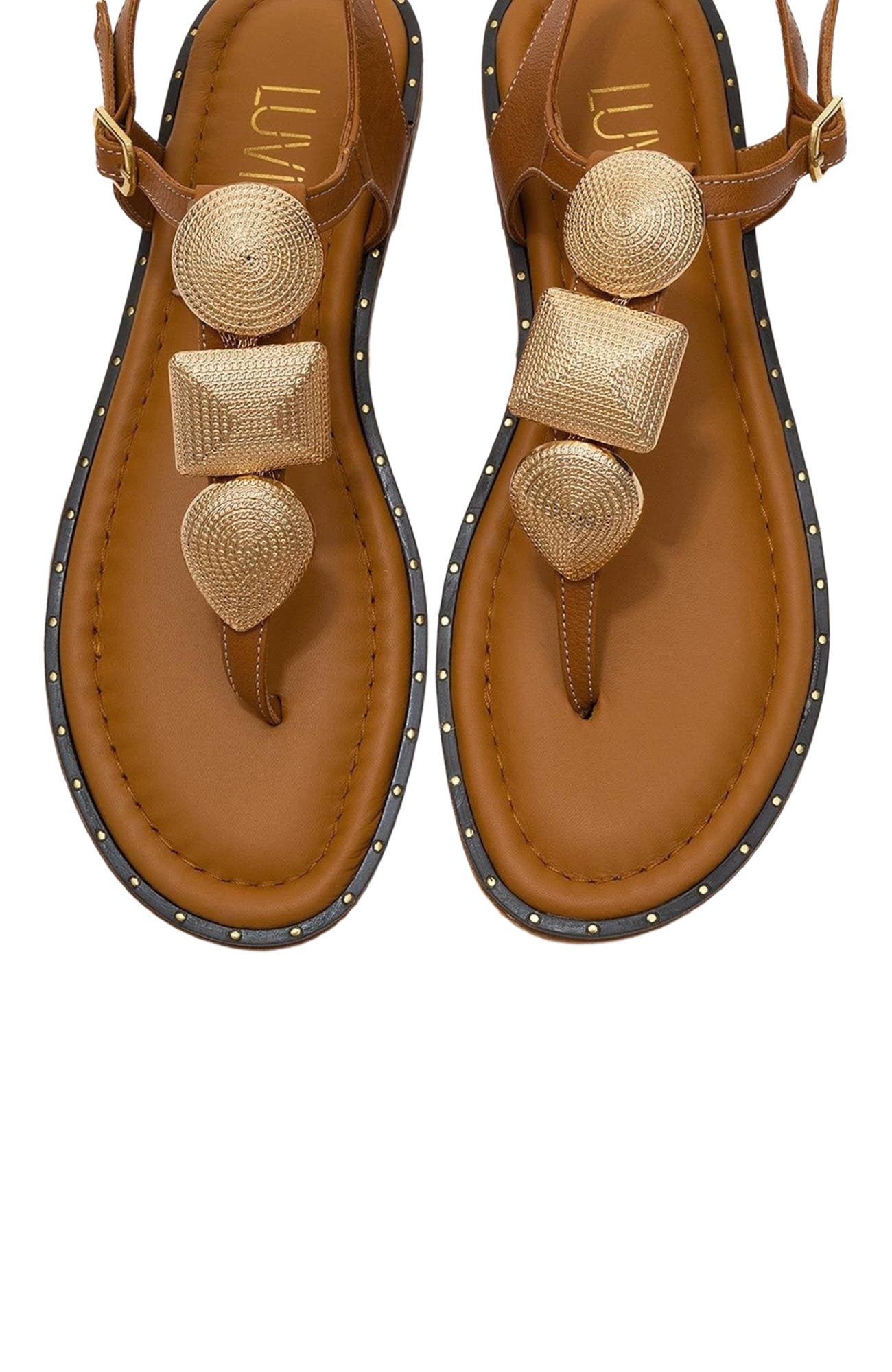 Giulia Leather Flat Sandal, Alternate, color, Cognac Leather