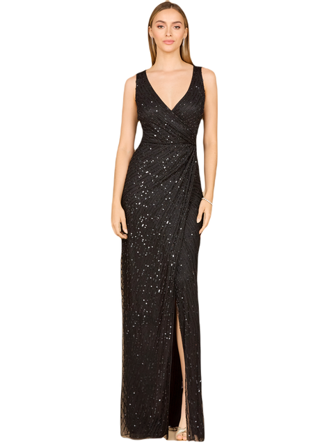 Beaded Black Gown with Slit