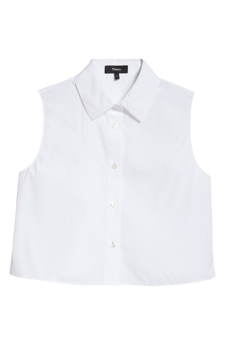 Theory Sleeveless Crop Cotton Button-Up Shirt, Alternate, color, 