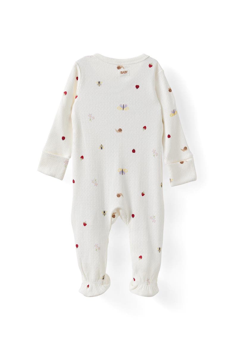 Organic Pointelle Zip All In One Romper, Alternate, color, Milk Forest Floor Friends