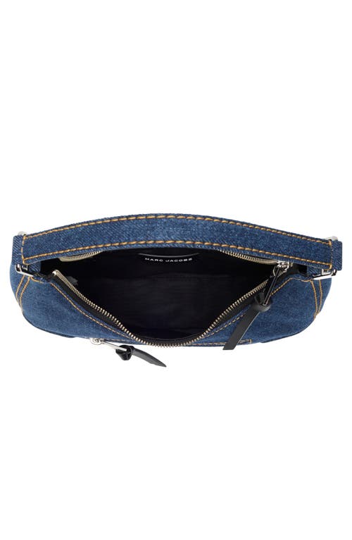 MARC JACOBS MARC JACOBS DENIM CRUISER SMALL CRESCENT SHOULDER BAG