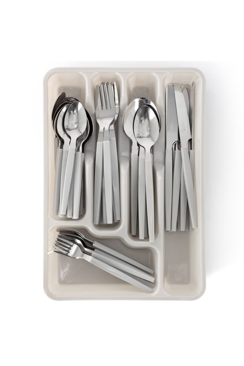 Edzelle 48 Piece Stainless Steel Flatware Set, Alternate, color, White