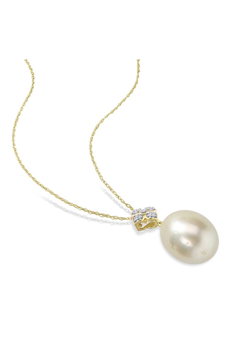 South Sea Pearl & Diamond Floral Necklace 10k, Alternate, color, Cultured South Sea Pearl