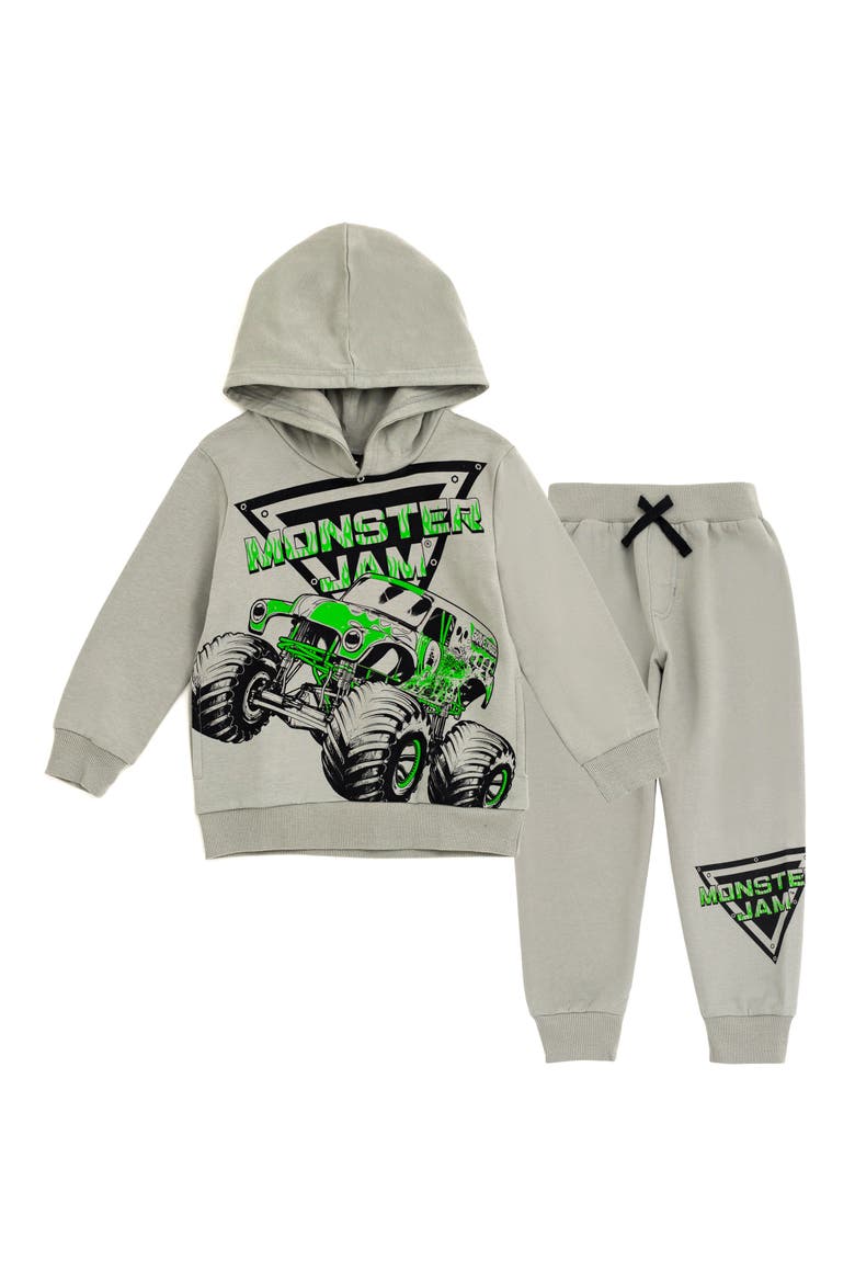 Fleece 2-Piece Hoodie and Pants Set, Main, color, Grey Grave Digger