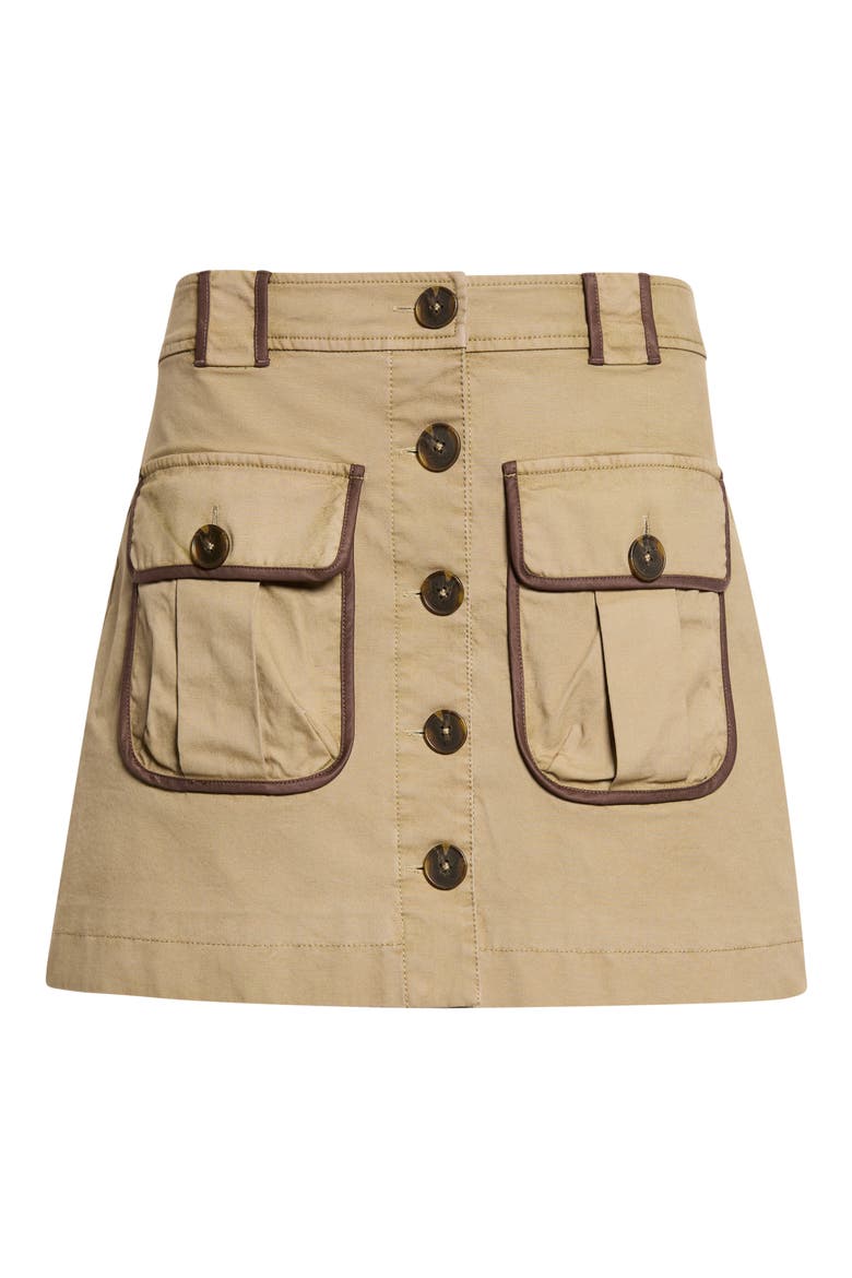 Kylie Button Front Miniskirt, Alternate, color, SAFARI