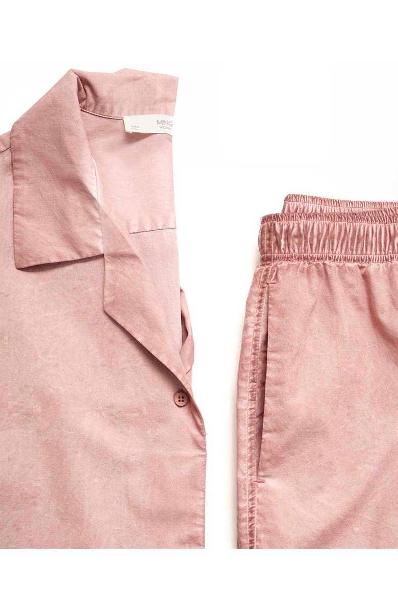 MANGO Garment-Dyed Cotton Pajama Pants, Alternate, color, Medium Pink