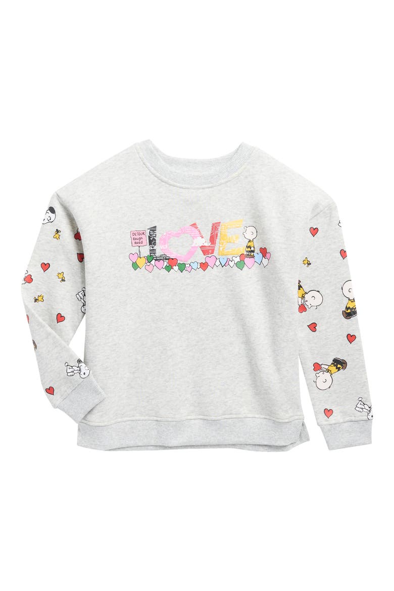 Kids' Snoopy Hugs Sweatshirt, Main, color, GREY