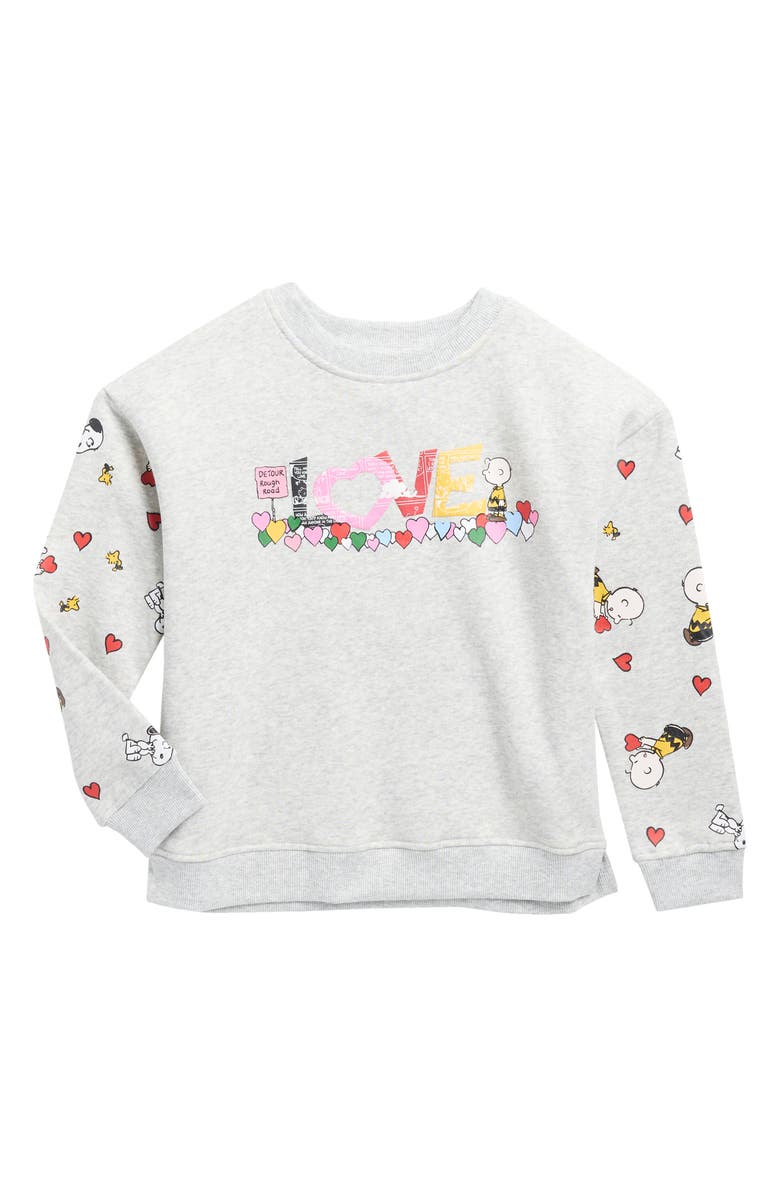 PEANUTS Kids' Snoopy Hugs Sweatshirt, Main, color, Grey