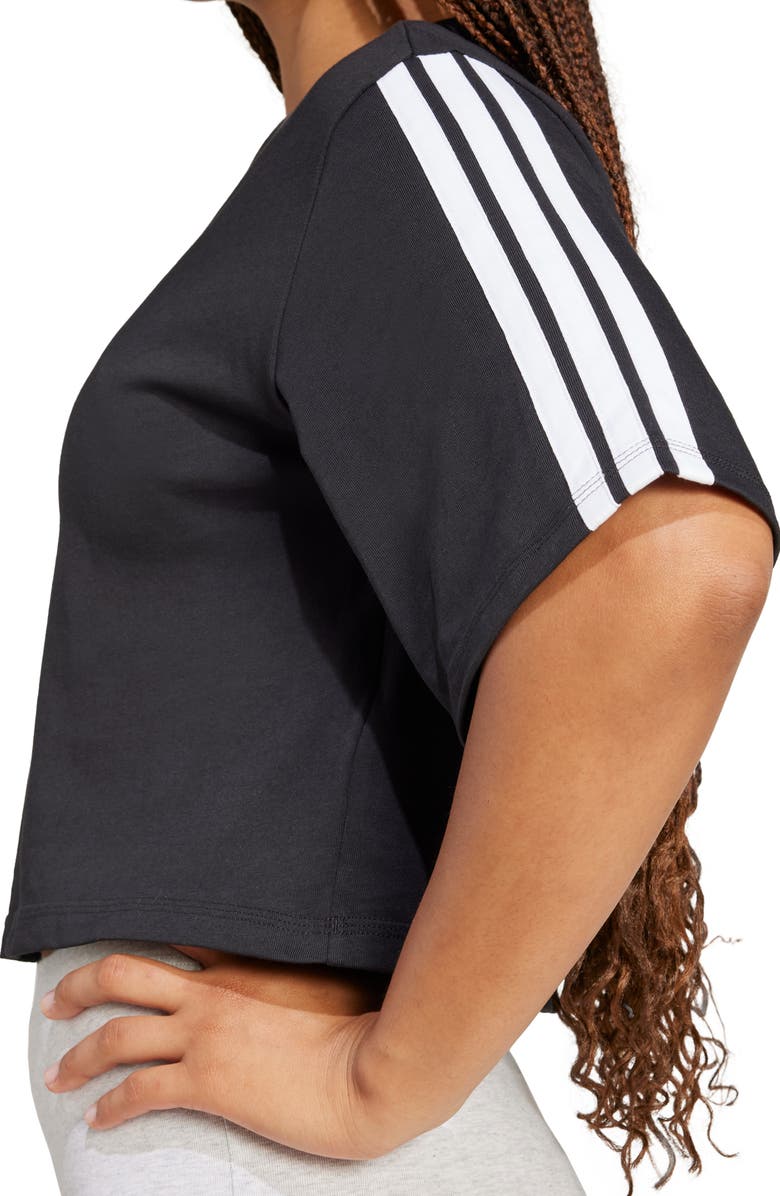 adidas 3-Stripes Cropped Cotton T-Shirt, Alternate, color,