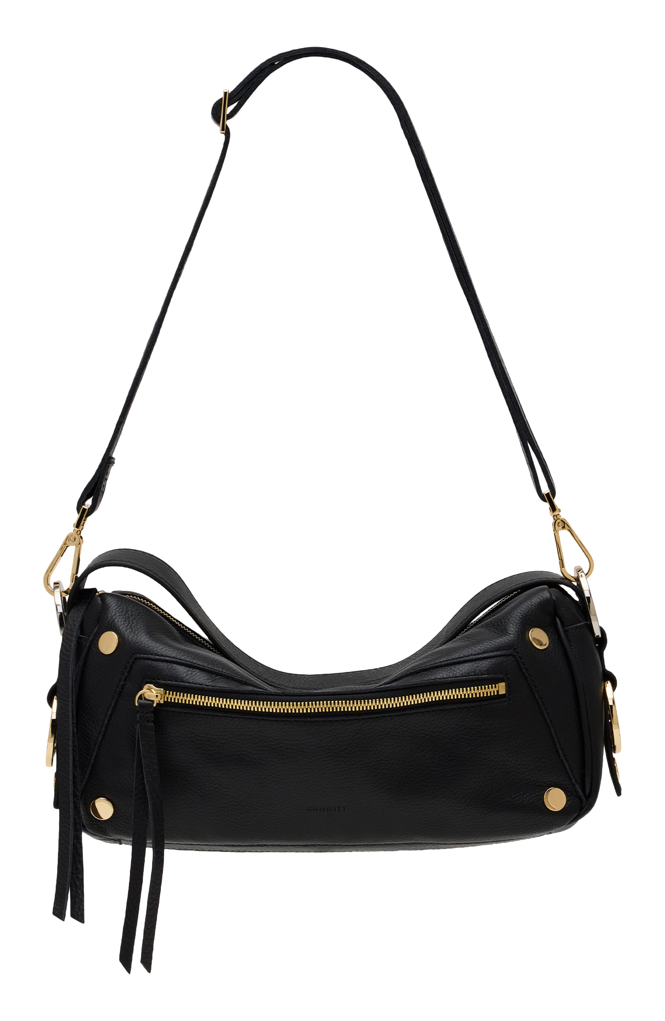 HAMMITT Medium Doxie Leather Shoulder Bag, Alternate, color, Black/ Gold Silver